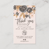Blush grey boho floral script logo orde dank u visitekaartje (Voorkant)