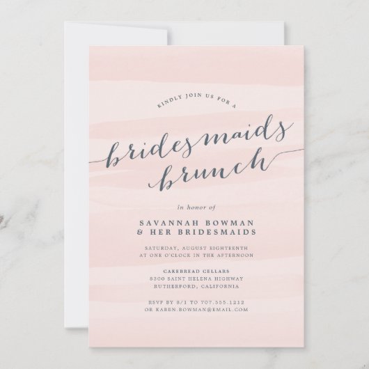 Blush & Grey Bridesmaids Brunch Invitation Kaart (Voorkant)