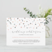 Blush & Grey Confetti Stippen Weddenschap Kaart (Staand voorkant)