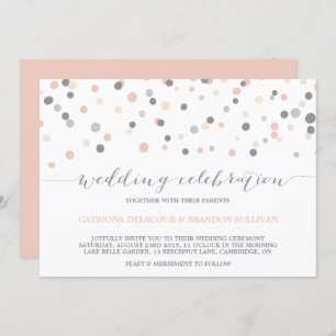 Blush & Grey Confetti Stippen Weddenschap Kaart