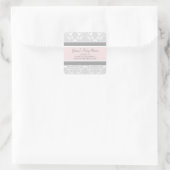 Blush Grey Damask Baby shower Favor Stickers (Tas)