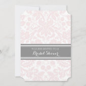 Blush Grey Damask Bridal Shower-uitnodigingskaarte Kaart (Voorkant)