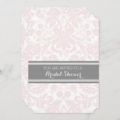 Blush Grey Damask Bridal Shower-uitnodigingskaarte Kaart (Voorkant / Achterkant)