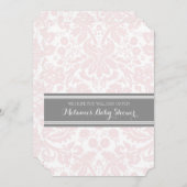 Blush Grey Damask Custom Baby Shower Invitaties Kaart (Voorkant / Achterkant)