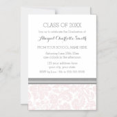 Blush Grey Damask Graduation Party Magnetische Kaa Magnetische Uitnodiging (Voorkant)