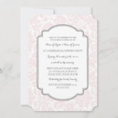 Blush Grey Damask Photo Rehearsal Dinner Party Kaart (Achterkant)