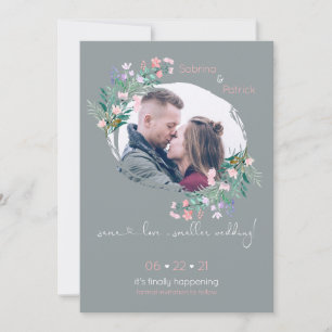 Blush-Grey Floral Paint Stroke Lijst Save the Date