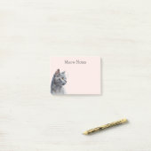 Blush Grey Kitty Kat Post-it® Notes (Op bureau)