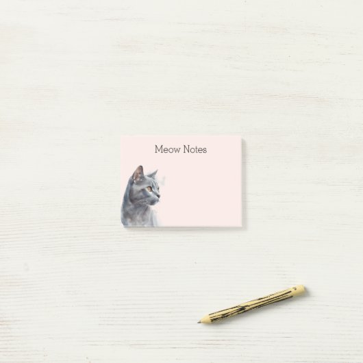 Blush Grey Kitty Kat Post-it® Notes (Op bureau)