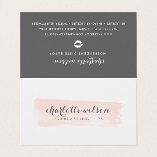 Blush & Grey Lip Product Distributeur Tips & Trick Visitekaartje (Buitenkant ongevouwen)