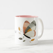 Blush Grey Oranje Butterfly Tweekleurige Koffiemok (Voorkant rechts)