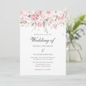 Blush & Grey Rozen Elegant Floral Winter Wedding Kaart (Staand voorkant)