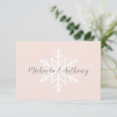 Blush Grey Snowflake Winter Wedding RSVP-kaart RSVP Kaartje (Staand voorkant)