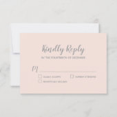 Blush Grey Snowflake Winter Wedding RSVP-kaart RSVP Kaartje (Achterkant)