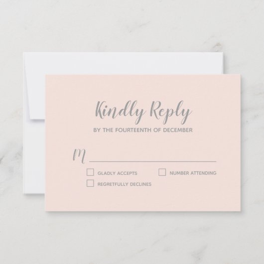 Blush Grey Snowflake Winter Wedding RSVP-kaart RSVP Kaartje (Achterkant)