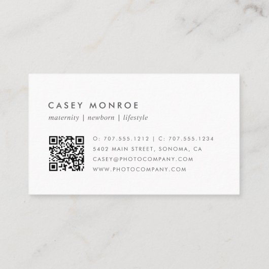 Blush & Grey Waterverf Signature Script QR Code Visitekaartje (Achterkant)