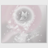 Blush Grey White Floral Fantasy Cadeaupapier (Vlak)
