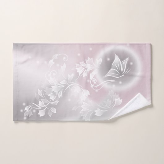 Blush Grey White Floral Fantasy Handdoek (Handdoek)