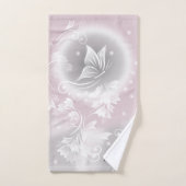 Blush Grey White Floral Fantasy Initialen Bad Handdoek (Handdoek)
