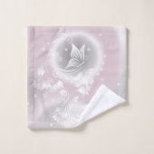 Blush Grey White Floral Fantasy Initialen Bad Handdoek (Wasdoekje)