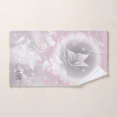Blush Grey White Floral Fantasy Initialen Bad Handdoek (Handdoek)