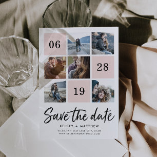Blush Grid Collage   De foto bewaart de Datum Save The Date
