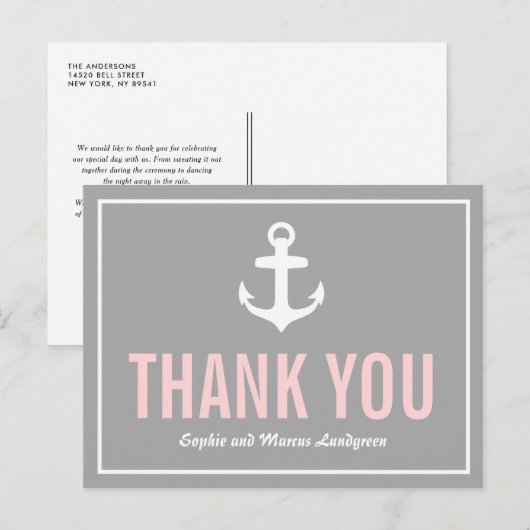 Blush & grijs autisch bedankt Briefkaart (Voorkant / Achterkant)