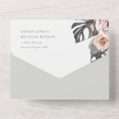 BLUSH GRIJS FLORALE KRANS MONSTRERA BLAD TROUW AL ALL IN ONE UITNODIGING (Achterkant)