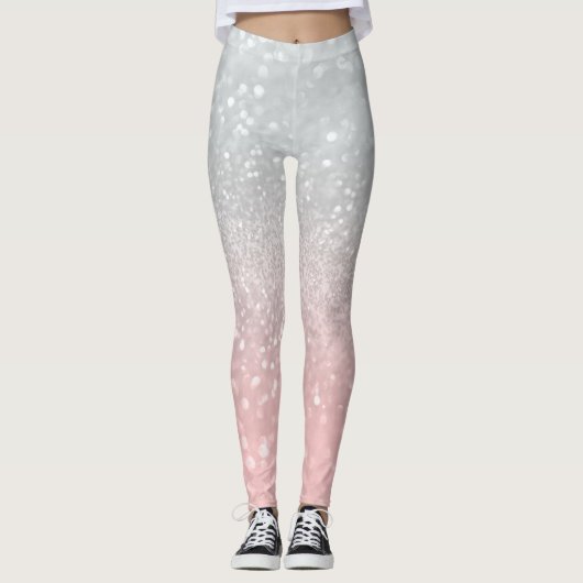 Blush Grijs Prinses Glitter #1a (Faux Glitter) Leggings (Voorkant)