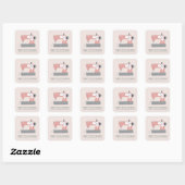 BLUSH GRIJZE ROZE NAAIMACHINE DANK U WINKELEN VIERKANTE STICKER (Vel)