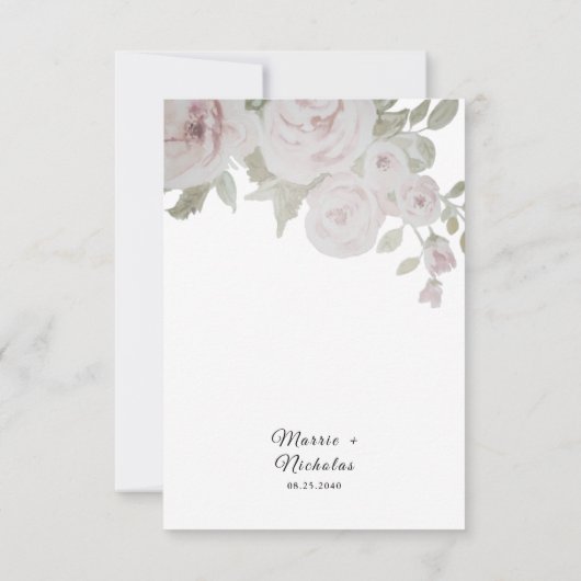 Blush Grijze roze roze Waterverf bruiloft Bedankkaart (Achterkant)