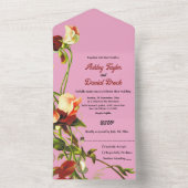 Blush groen botanische Rozen Herfst bloemenbruilof All In One Uitnodiging (Binnen)