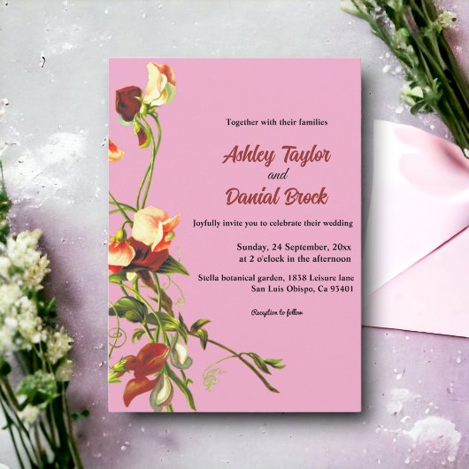 Blush groen Herfst Rozen Herfst Bloemen bruiloft Kaart