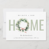 Blush groene kerstkrans nieuwe thuis aankondiging (Voorkant)