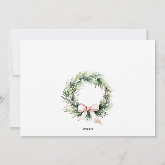 Blush groene kerstkrans nieuwe thuis aankondiging (Achterkant)