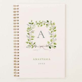 Blush & Groene Monogram Groene Krans & Strik Planner