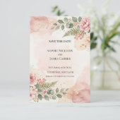 Blush Groene Save The Date Kaart (Staand voorkant)