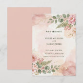 Blush Groene Save The Date Kaart (Voorkant / Achterkant)