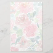 Blush, Groene Transparante Waterverf Rozen Aangepa Briefpapier (Achterkant)