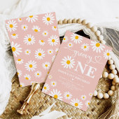 Blush Groovy One Boho Daisy Floral 1e verjaardag Kaart