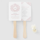 Blush hand getrokken blad monogram kunst bruiloft  handwaaier (Voorkant en achterkant)