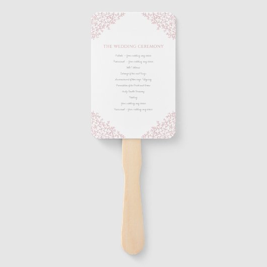 Blush hand getrokken blad monogram kunst bruiloft  handwaaier (Achterkant)