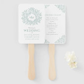 Blush hand getrokken blad monogram kunst bruiloft  handwaaier (Voorkant en achterkant)