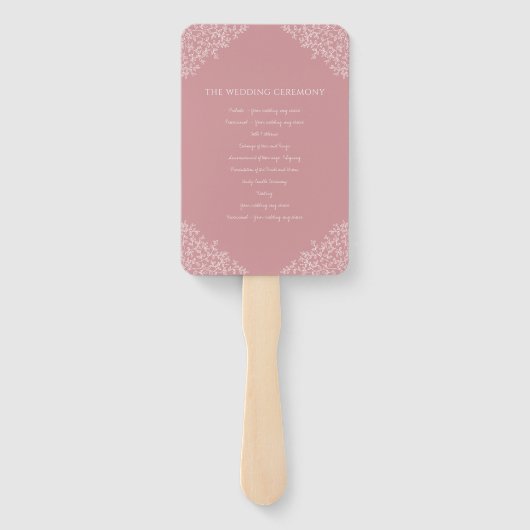 Blush hand getrokken blad monogram kunst bruiloft  handwaaier (Achterkant)