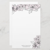 Blush Hand Getrokken Bloemen Botanische Stationery Briefpapier (Voorkant / Achterkant)
