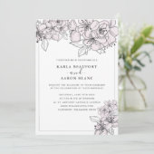 Blush Hand Getrokken Bloemen Huwelijksuitnodiging Kaart (Staand voorkant)