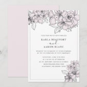 Blush Hand Getrokken Bloemen Huwelijksuitnodiging Kaart (Voorkant / Achterkant)