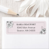 Blush Hand getrokken bloemen retour adreslabel Etiket (Insitu)