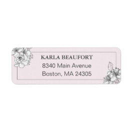 Blush Hand getrokken bloemen retour adreslabel Etiket
