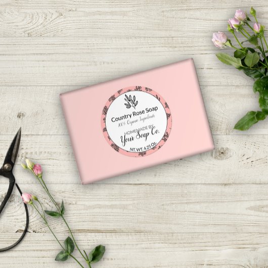 Blush Hand-getrokken Rozen en bladeren ambachtelij Ronde Sticker